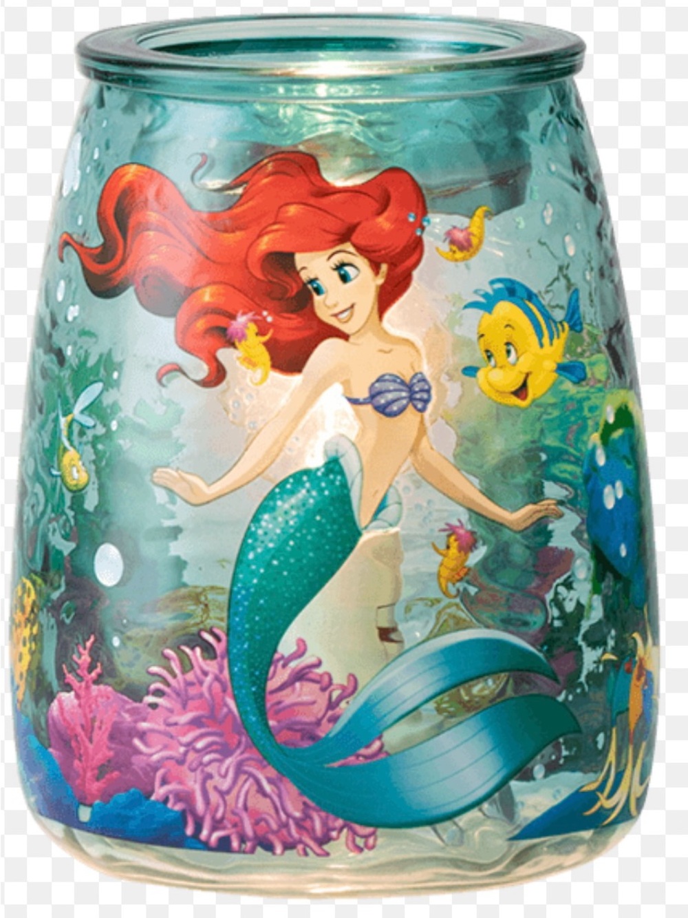 Disney The Little Mermaid Ariel Glass Art - Teal & Red - Picture 3 of 3